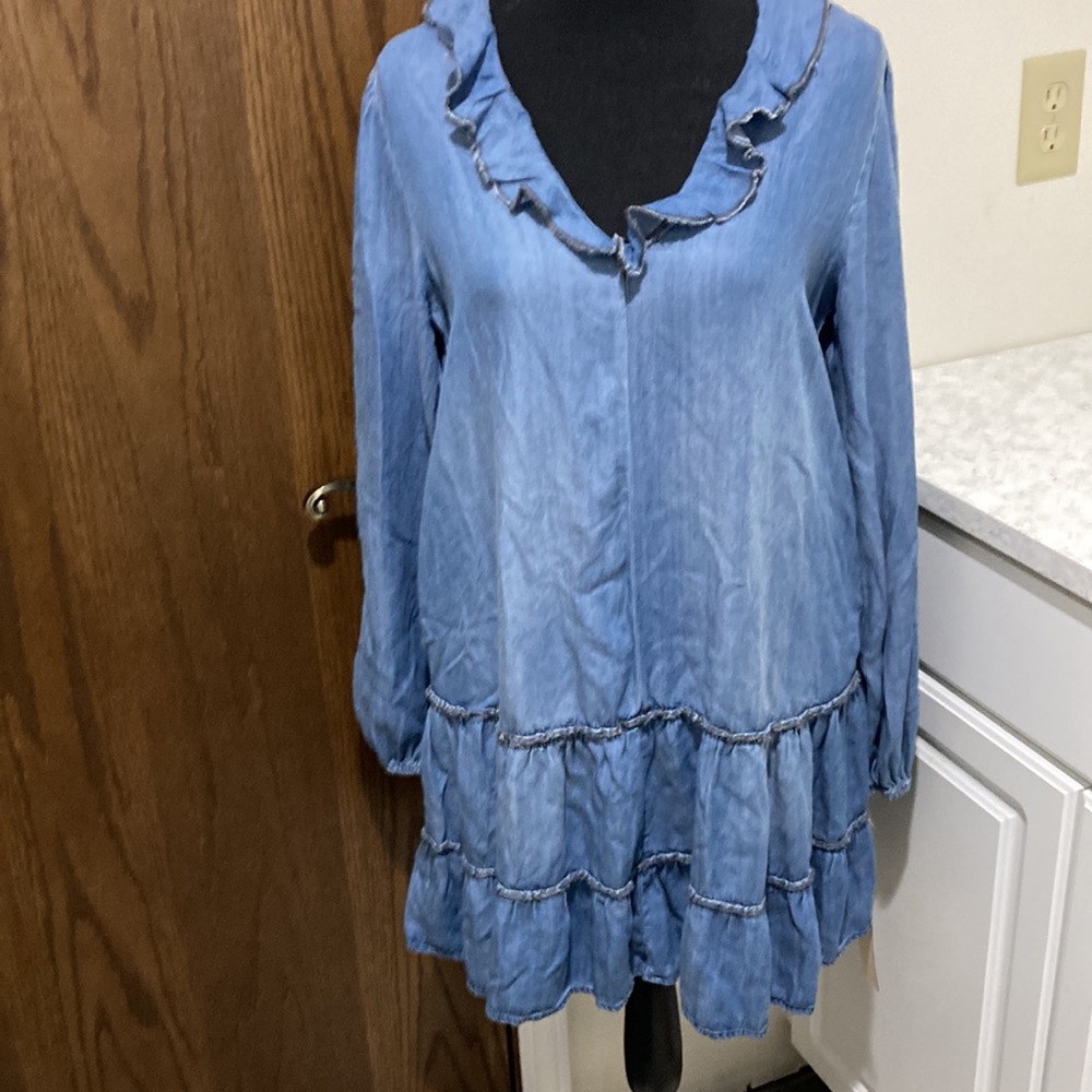 New! Drop waist, oversized denim dress